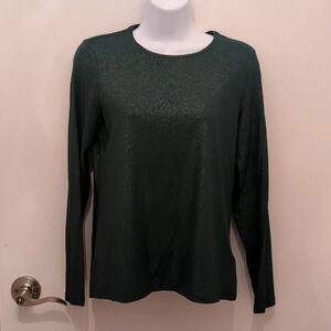 Green & Gold Metallic Stretch Crew Neck